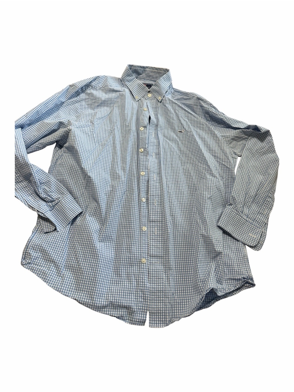 Classic Whale Vineyard Vines Blue Check Button-Down Shirt Size XL Gingham Preppy